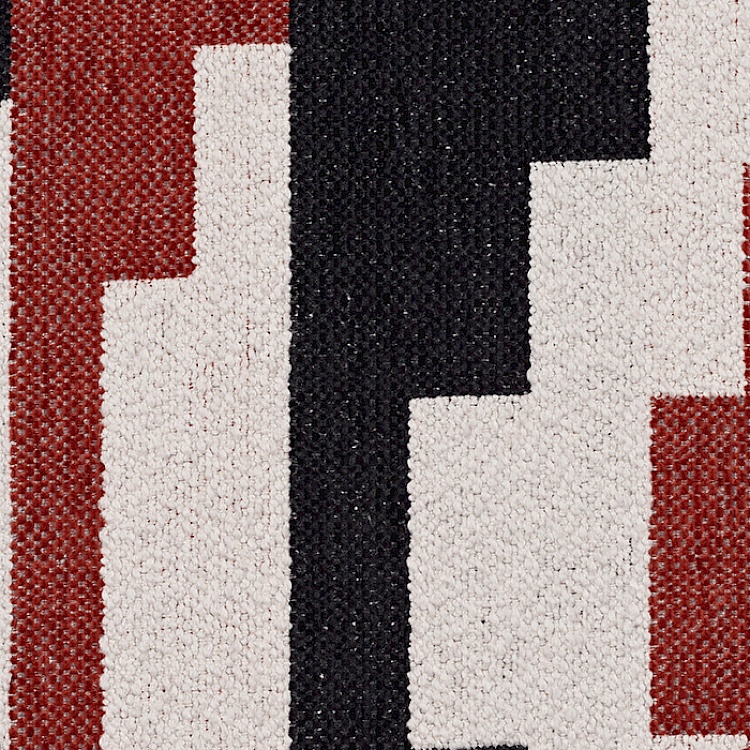 sample Agadez fabric - ebony-brown and black shapes pattern on white