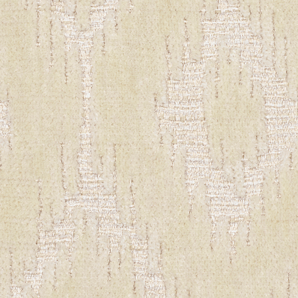 A white-coloured sample of velvet woven fabric from the Inari Collection with light yellow patterns.
