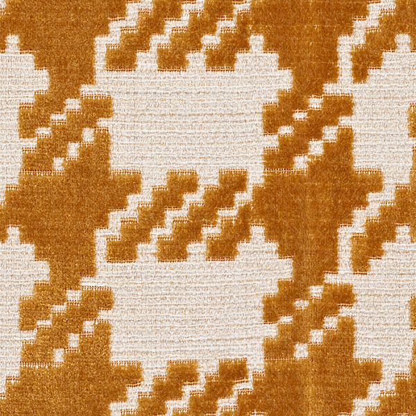 A white-coloured sample of velvet woven fabric from the Inari Collection with light brown patterns.
